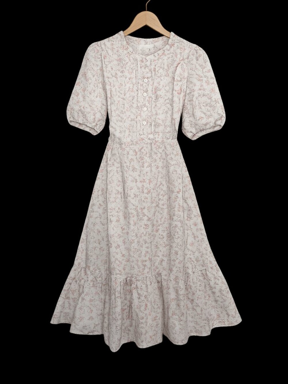 Calista Floral Midi Dress Cottagecore Puff Sleeve Garden Party Dress Romantic - Picture 2 of 10